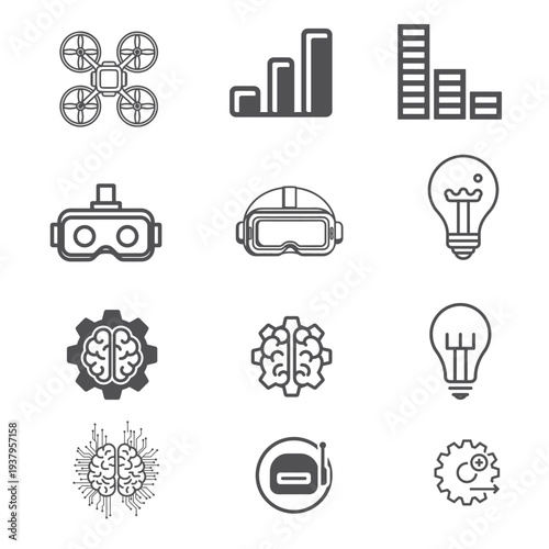 Professional Technology Icon Set Design Template, Unique Technology Icon Set Design Template, Modern Technology Icon Set Design Template, Creative Technology Icon Set Design Template