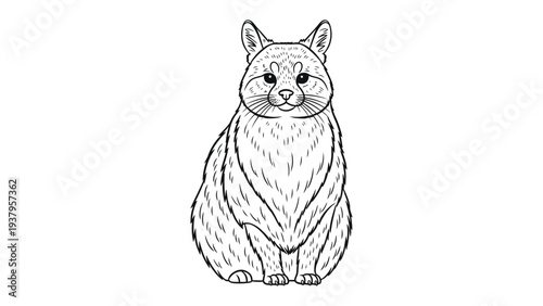 Fox in Line Art: A detailed line art illustration of a serene fox, meticulously rendered, showcasing its elegant posture and inquisitive gaze, inviting admiration and curiosity.