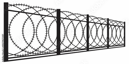 A series of interconnected geometric shapes forming a modern art installation. Vector