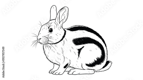 Rabbit Sketch: A detailed monochrome sketch of a rabbit, showcasing its delicate features and gentle demeanor. A perfect blend of artistry and nature, inviting contemplation.