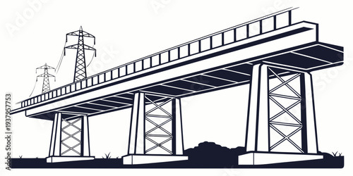 A large suspension bridge spanning over a body of water with a cityscape in the background Vector