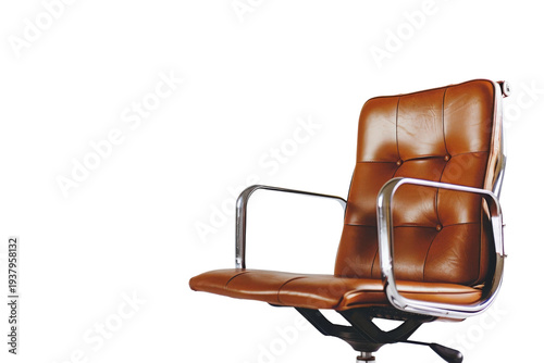 Professional 3D render of a brown leather boss office chair generative AI