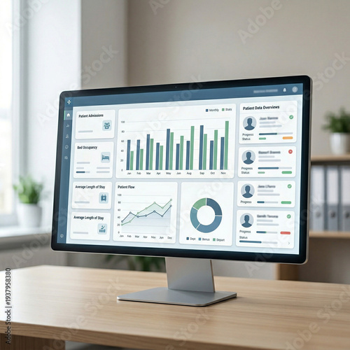 Healthcare analytics dashboard interface displaying patient data and medical statistics