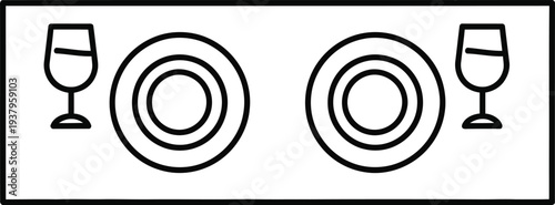 Set of 2 wine and plate icons vector