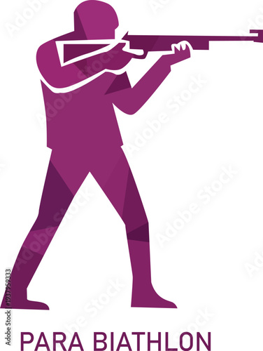 Para Biathlete Shooting Rifle Modern Geometric Design