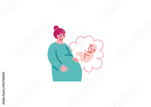 可愛い妊婦さんのイラスト