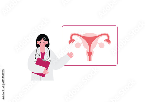 子宮の疾患を説明する産婦人科医のイラスト