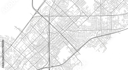 Detailed Black and White City Map.