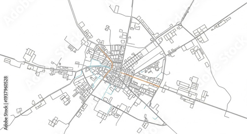 Detailed Black and White City Map.