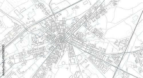 Detailed Black and White City Map.