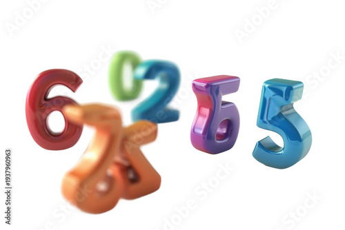 Creative digital illustration of falling colorful numbers in 3D