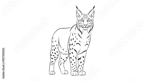 Lynx illustration: A detailed line drawing of a lynx, showcasing its distinctive features.