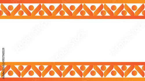 Ornate orange border design element isolated on white background