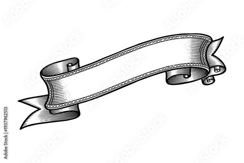 Elegant vintage ribbon banner with intricate shaded details