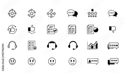 Customer feedback review multi style vector icons bundle