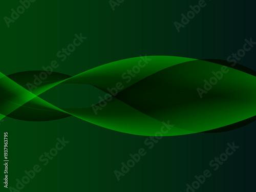 抽象背景 グリーングラデーションに流れるウェーブリボンのモダンデザイン ビジネスやテクノロジー向けベクター素材 / Abstract green gradient background with flowing wave ribbon modern business vector

