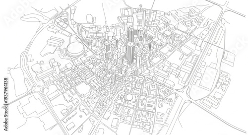 Detailed City Map Illustration Outline.