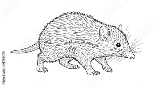 Bandicoot sketch: A detailed sketch captures the unique features of a bandicoot, showcasing the animal's distinctive body. A close-up view reveals its facial expressions and details.