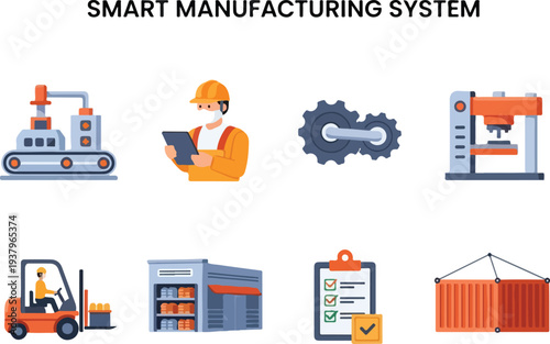 Icons representing manufacturing processes