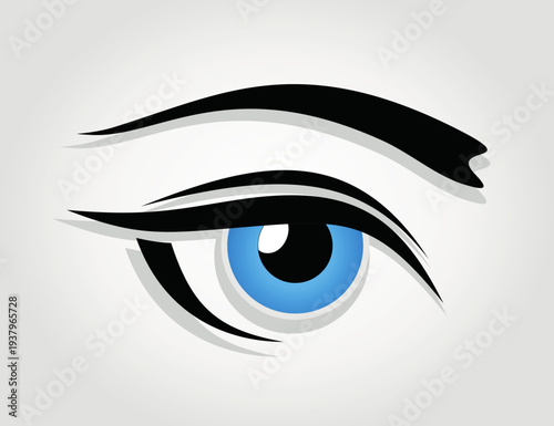 Beautiful Blue Human Eye Close Up Vector Illustration