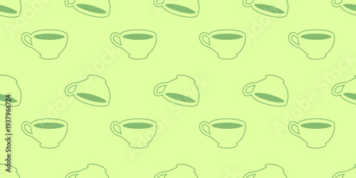 matcha seamless pattern. green tea seamless pattern. a cup of green tea vector illustration. matcha background illustration