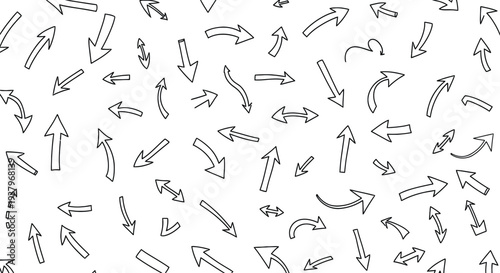 A collection of various black arrows on a white background