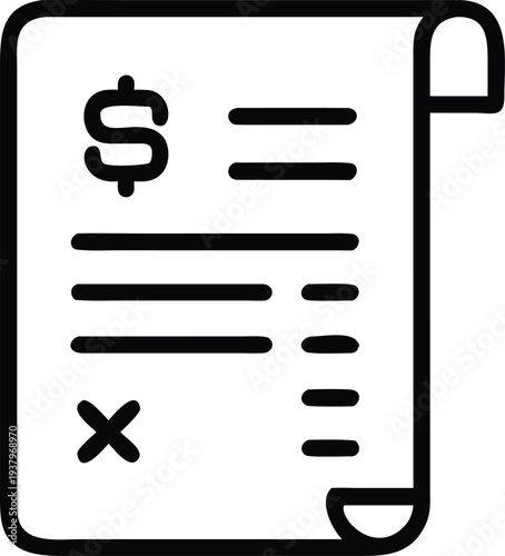 A simple icon of a document with a dollar sign and lines representing text