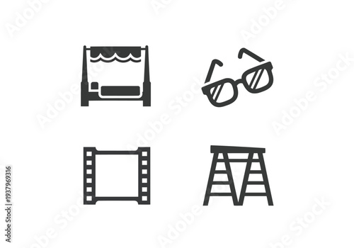 Collection of objects representing comfort, vision, media, and tools for work