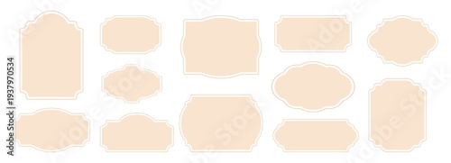 Vintage label set, elegant art deco frame, banner. Classic tags for handmade branding and rustic packaging. Sale sticker, certificate retro emblem 