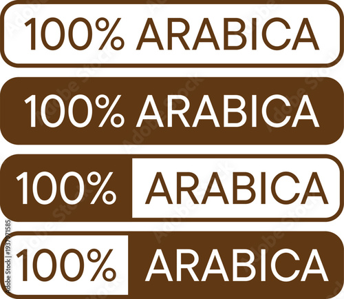 Set of brown Arabica coffee labels and badges for branding and packaging purposes