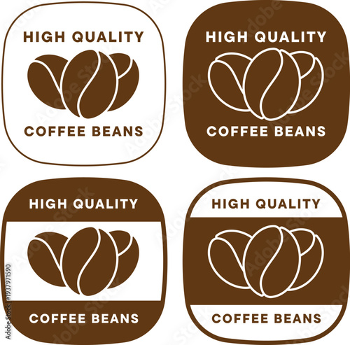 Brown coffee beans badges showcasing high quality design for branding or promotion