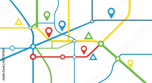 Digital Map with Location Pins.