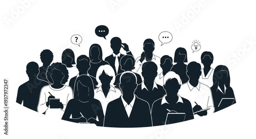 Diverse Group of People Silhouettes.