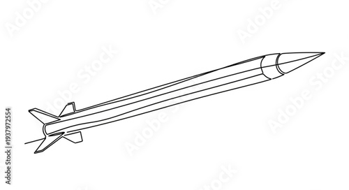 Simple Line Drawing of Missile.