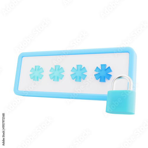 Foto 3d password security input field with padlock icon