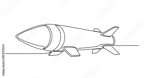 Simple Line Drawing of Missile.