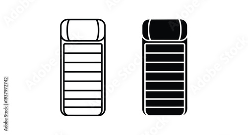 Black and white illustration of two identical rectangular objects with horizontal lines on a plain white background.