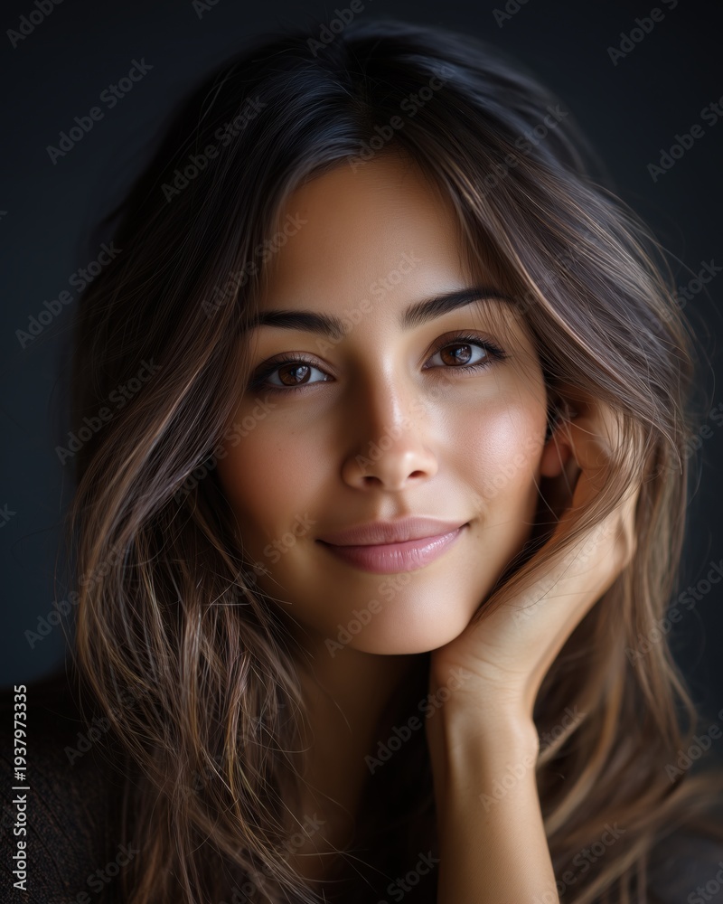 Fototapeta premium Natural Beauty Portrait of Smiling Woman with Healthy Skin