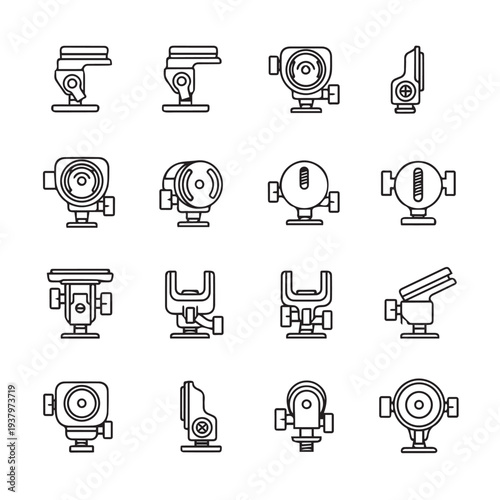 Camera Mounts Line Icons SetVarious Styles and Designs
