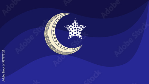 crescent and mosque 3d for ramadan and eid mubarak green background