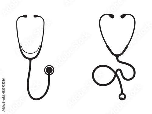 Stethoscope icon, Stethoscope logo silhouette, Nurse stethoscope Medical tools, Vector illustration