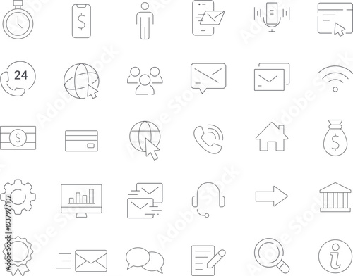 Contact line editable icon set. Including phone, email, address, form, connection, support, chat, message, call and communication. . outline icons,editable  Vector illustration.