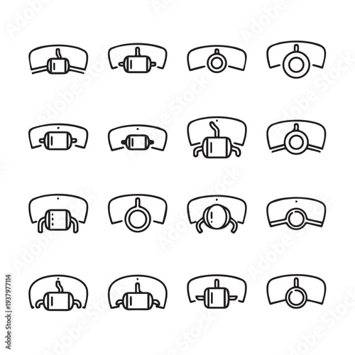 Car Exhaust System Icons Collection Automotive Parts Vector Graphics Top View