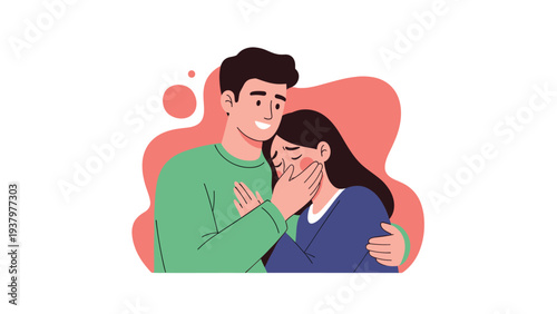 Compassionate man gently comforting a distressed and crying woman, symbolizing empathy, emotional support, and caring in a relationship.