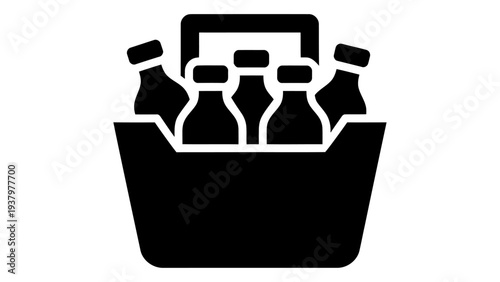 Hand-drawn juice bottle carrier illustration for easy transport and organization of beverages