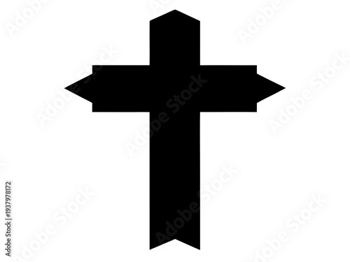 Christian Cross Silhouette Vector, Decorative Religious Cross Symbol Illustration,