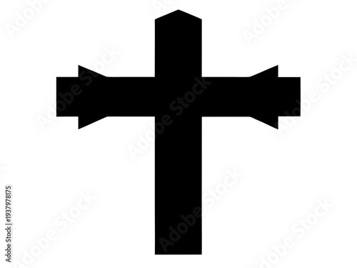 Christian Cross Silhouette Vector, Decorative Religious Cross Symbol Illustration,