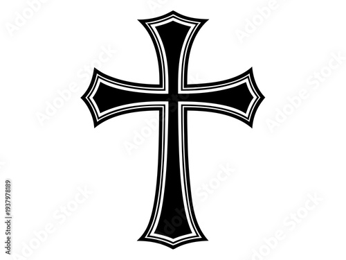 Christian Cross Silhouette Vector, Decorative Religious Cross Symbol Illustration,