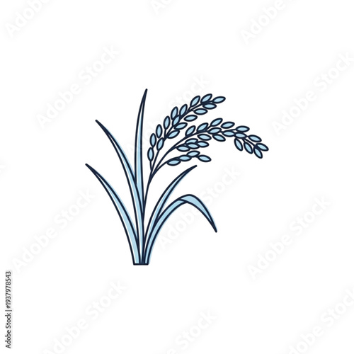 Stylized illustration of rice stalks with grains, depicting a staple food crop.