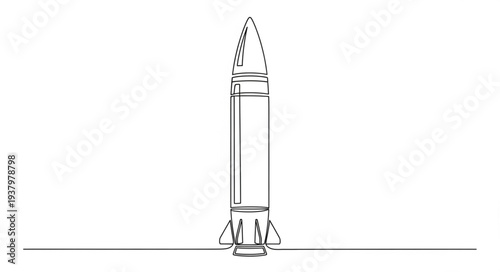 Simple Line Drawing of Rocket.